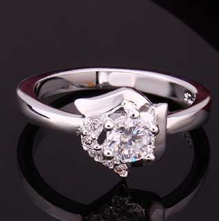 New 925 sterling silver filled stamped Chunky wedding band style ring Encrusted in AAA crystals