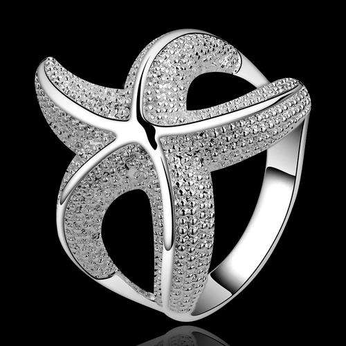 New 925 sterling silver filled stamped Ladies Cute starfish design ring
