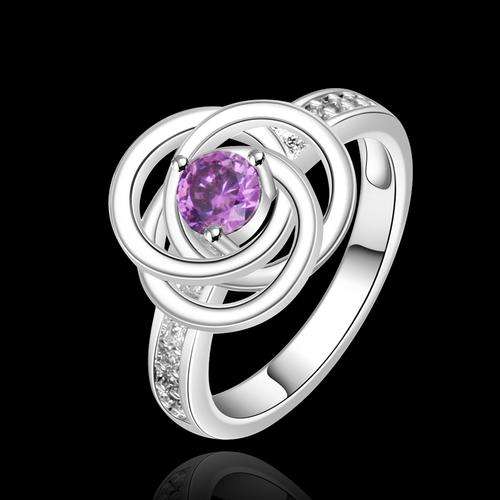 New 925 sterling silver filled Ladies trinity design ring with fine detail and AAA Austrian crystals