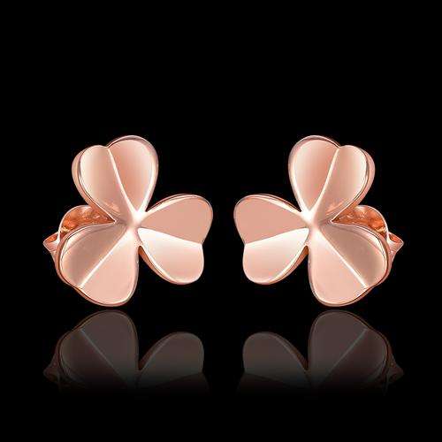 New 18K RGP in rose gold cute Ladies clover design stud earrings