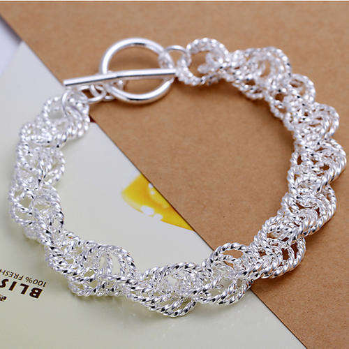 New 925 Sterling silver filled interlinked circles bracelet with twist detail