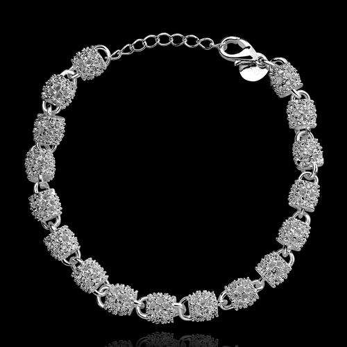 New 925 Sterling silver filled stamped linked bead design bracelet with fine detail