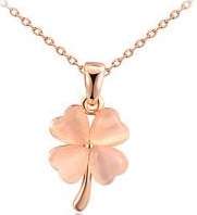 New 18K RGP rose gold, Ladies cute clover design pendant with Opal detail and FREE chain
