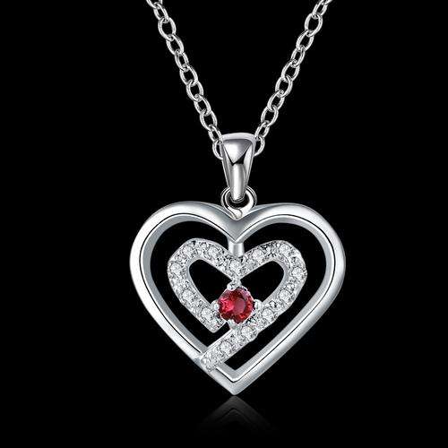 New 925 Sterling silver filled Ladies heart design pendant with chain + option for matching earrings