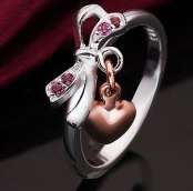 New 925 sterling silver filled stamped Bow tie design ring with cute heart detail