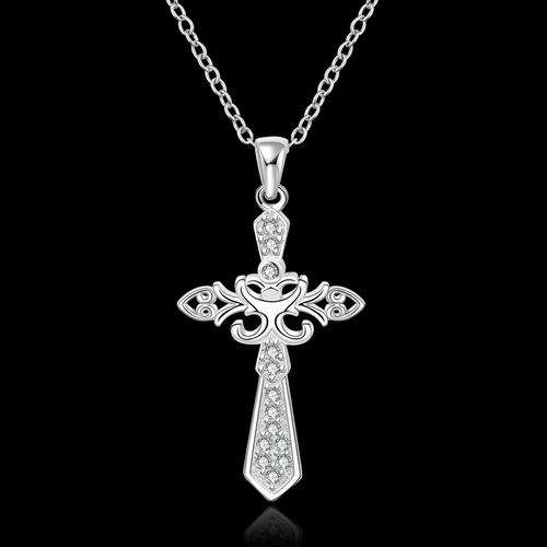 New 925 Sterling silver filled stamped Cross pendant with AAA genuine Austrian crystals