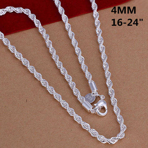 New 925 sterling silver filled stamped Plain ladies Twist design Necklace, 22"