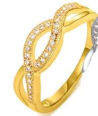 New 18K RGP in yellow gold Ladies infinity weave design ring with AAA genuine Austrian crystals