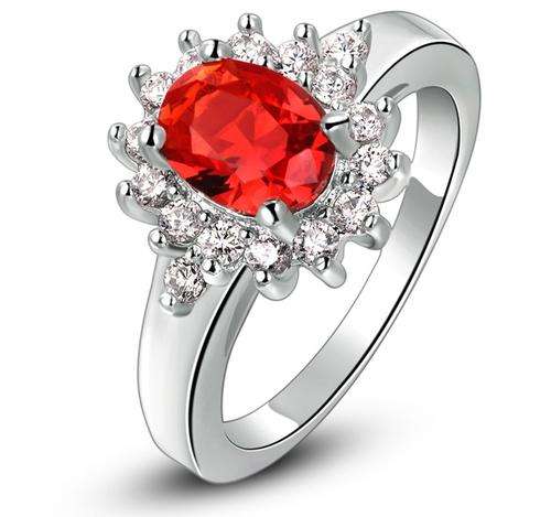 New 18K RGP in white gold, Ladies Chunky Red AAA top quality crystal ring, engagement style