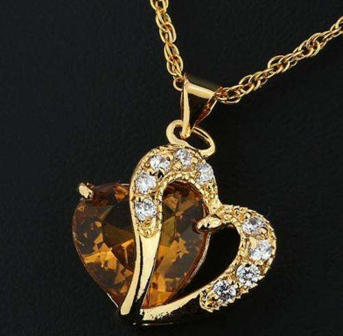 New 18K RGP Ladies stunning orange AAA crystal Heart Pendant with FREE chain