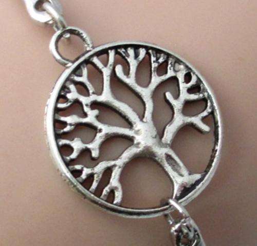 New 925 sterling silver plated Tree of life style dome bangle bracelet