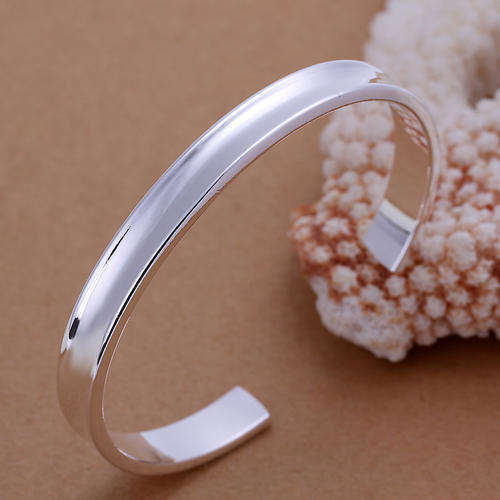 New 925 sterling silver filled Ladies cuff bangle with grooved inner detail