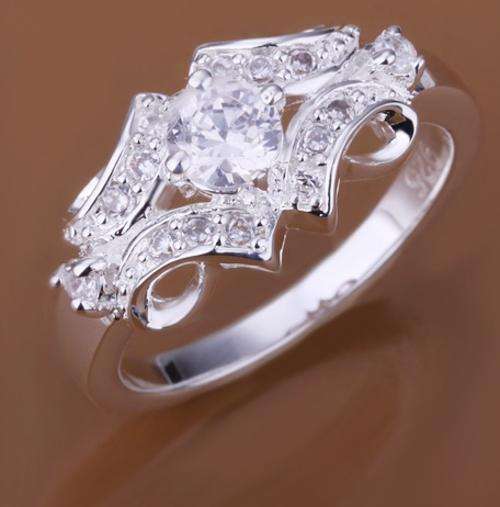 New 925 sterling silver filled stamped ladies chunky engagement style ring with AAA crystals