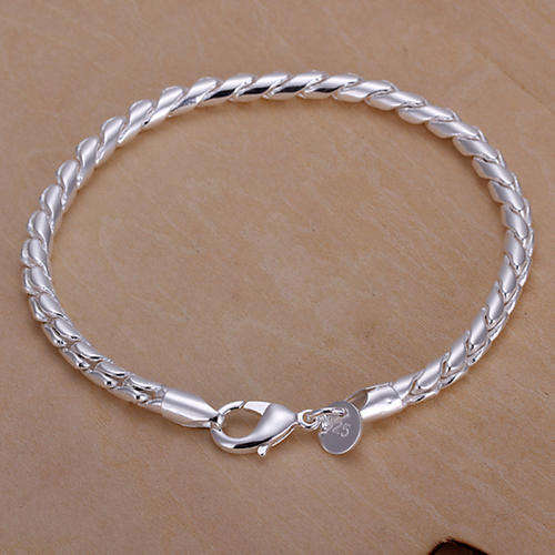 New 925 Sterling silver filled stamped twist design snake bracelet
