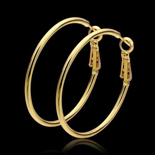 New 18K RGP yellow gold ladies Hoop earrings, 35mm wide