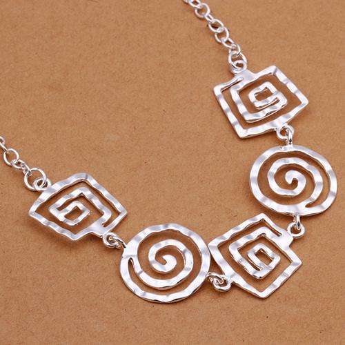 New 925 Sterling silver filled chunky ladies Necklace with spiral designs, 46cm long