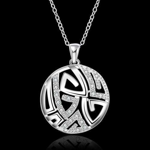 New 925 Sterling Silver Filled stamped ladies circle design pendant with fine detail and Crystals