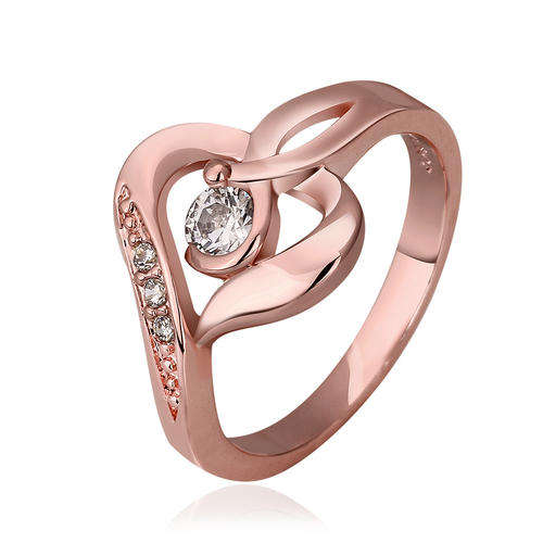New 18K RGP in rose gold, Ladies engagement style ring with AAA Genuine Austrian Crystals