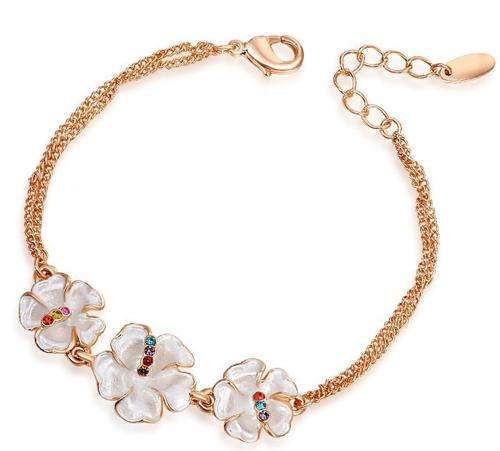 18K Rose Gold Triple Plated Flower Bracelet