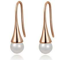 18K RGP Rose Gold Plated Earrings with Faux Pearls