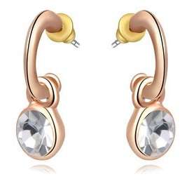 18K rose gold triple plated earrings with genuine Austrian crystals