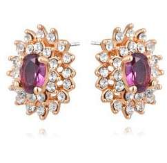 18K triple rose gold plated earrings with genuine Austrian crystals