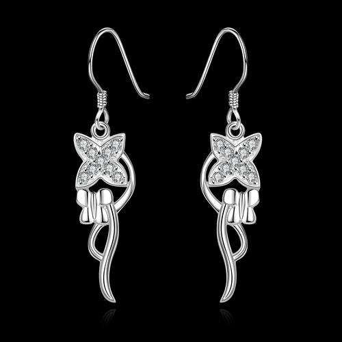 New 925 Sterling silver filled Stylish ladies dangle earrings with butterfly detail
