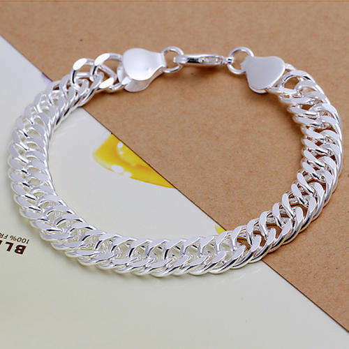 New 925 Sterling silver filled Chunky plain design link bracelet, +-8mm wide