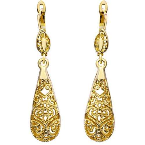 New 18K RGP Ladies water drop style earrings with filigree detail work