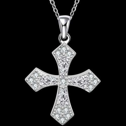 New 925 Sterling silver filled Ladies Cross pendant with AAA genuine crystals, Comes with free Chain