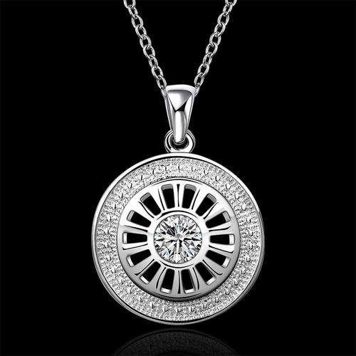 New 925 Sterling silver filled dainty circle pendant with AAA crystal and FREE chain included