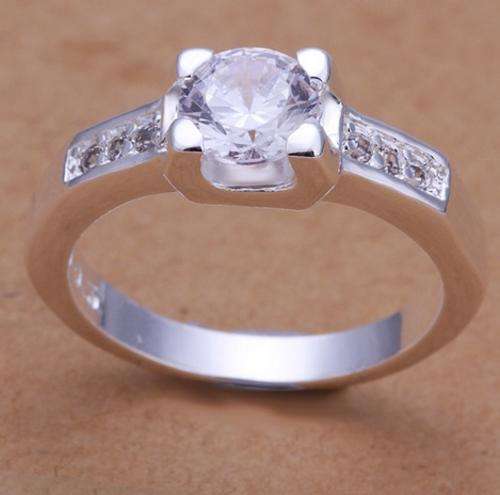 New 925 Sterling silver filled 2ct princess cut ladies engagement style crystal ring
