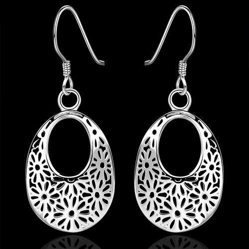New 925 Sterling silver filled Water drop style earrings with flower filigree detail