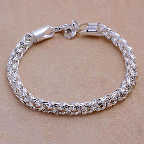 New 925 sterling silver filled Inter-weaved links plain style bracelet