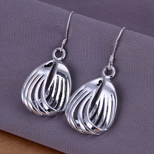 New 925 Sterling silver filled wave design ladies dangle earrings