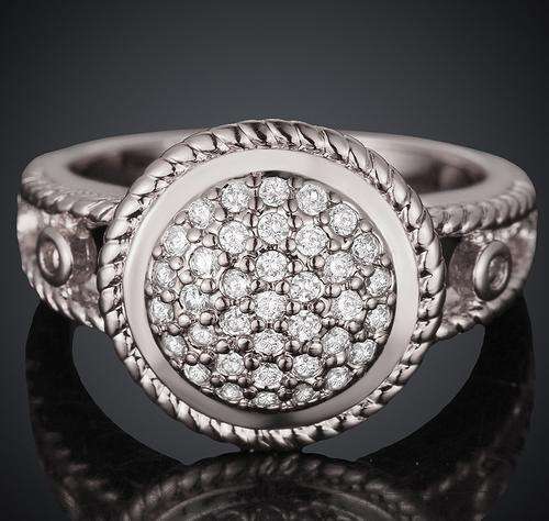 New Ladies chunky cluster style ring in 18K RGP white gold adorned with AAA genuine crystals