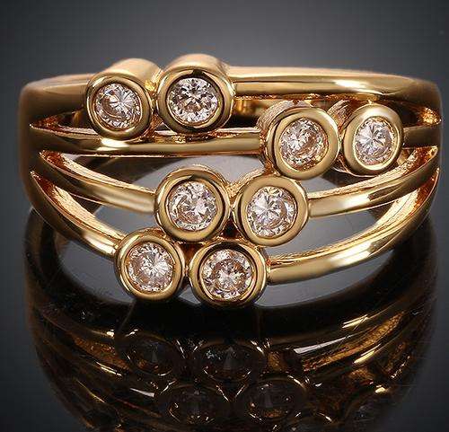 New 18K RGP ladies Engagement style ring with multi row Genuine Crystals
