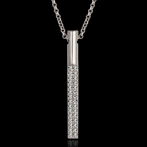 New 18K RGP in white gold, ladies dangle pendant adorned with Genuine Crystals + FREE chain included