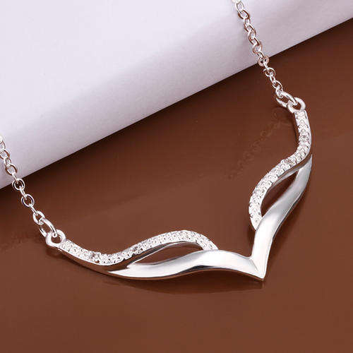 New 925 Sterling silver filled Draped style necklace with AAA genuine crystal inserts