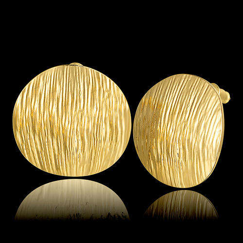 18K RGP ladies chunky circle earrings with groved detail