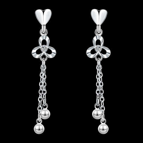 New 925 Sterling silver filled cute ladies dangle earrings with AAA zircon crystal detail