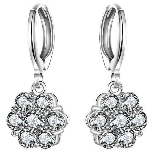 New 925 Sterling silver filled cluster style drop earring with Crystal detail