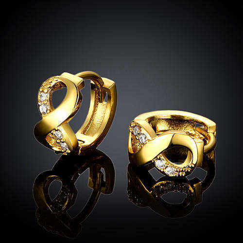 New 18K RGP ladies small 9mm sleeper earrings with infinity design and crystal detail