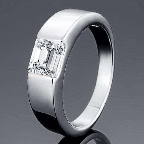 New 18K RGP in white gold Ring with rectangle cut 2ct Genuine Austrian Crystal