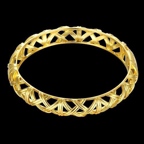 New 18K RGP in yellow gold, Ladies weave design bangle, clip open for easy fit