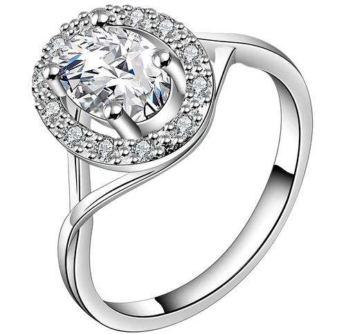 New 925 Sterling Silver filled ladies engagement style ring with AAA genuine crystals