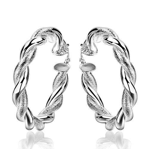 New 925 Sterling silver filled Ladies twist design hoop earrings with frosting detail