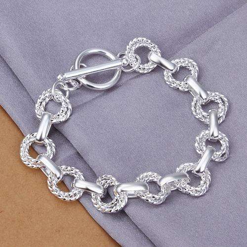New, 925 Sterling silver filled ladies bracelet with double twist linked circles