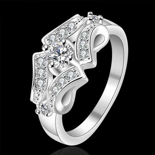New 925 sterling silver filled Ladies engagement style ring with AAA crystal detail