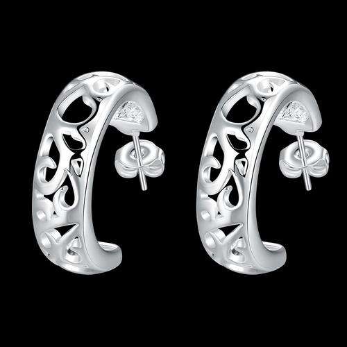 New 925 Sterling silver filled ladies half hoop earrings with filigree detail work
